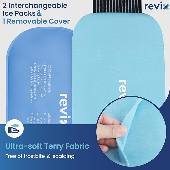 REVIX Gel Ice Packs Reusable 14" x 7" – 2 Packs Flexible Cold Compress with Strap for Back, Shoulder, Hip, Thigh – Extra Large Ice Pack for Everyday Recovery & Cooling Relief