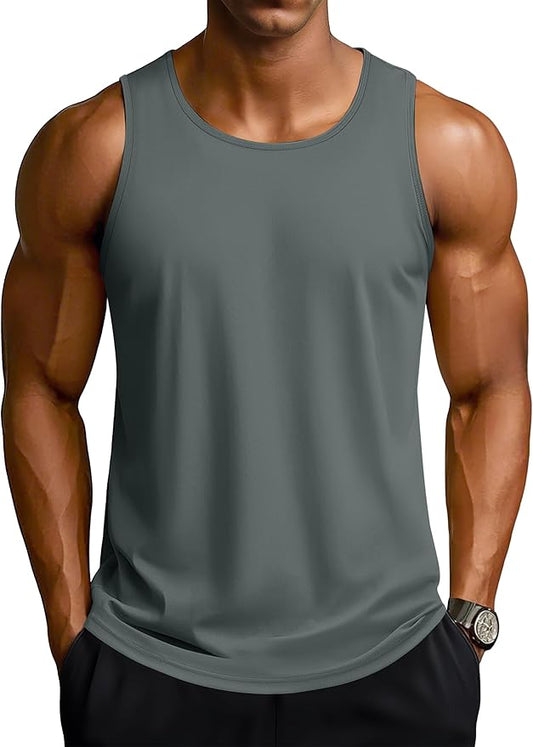 TACVASEN Men's Workout Tank Tops Sleeveless UPF 50+ Summer Sun Shirts Quick Dry for Running Swim Gym Beach