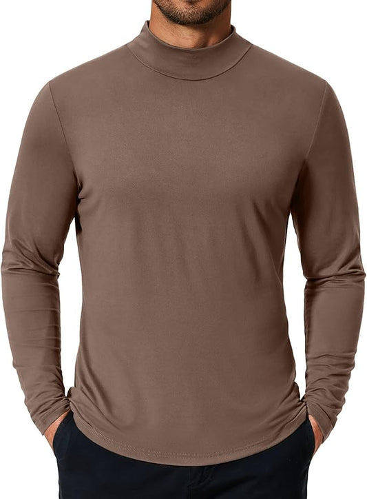 COOFANDY Mens Mock Turtleneck T-Shirts Long Sleeve Solid Color Tees Shirts Basic Casual Slim Fit Pullover T Shirts