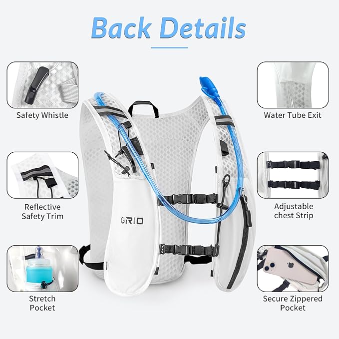 Running Vest for Women Men, Adjustable Chest Straps Running Hydration Vest with 1.5L Water Bladder, Lightweight Breathable Reflective Hydration Pack for Marathon, Trail, Hiking, Cycling