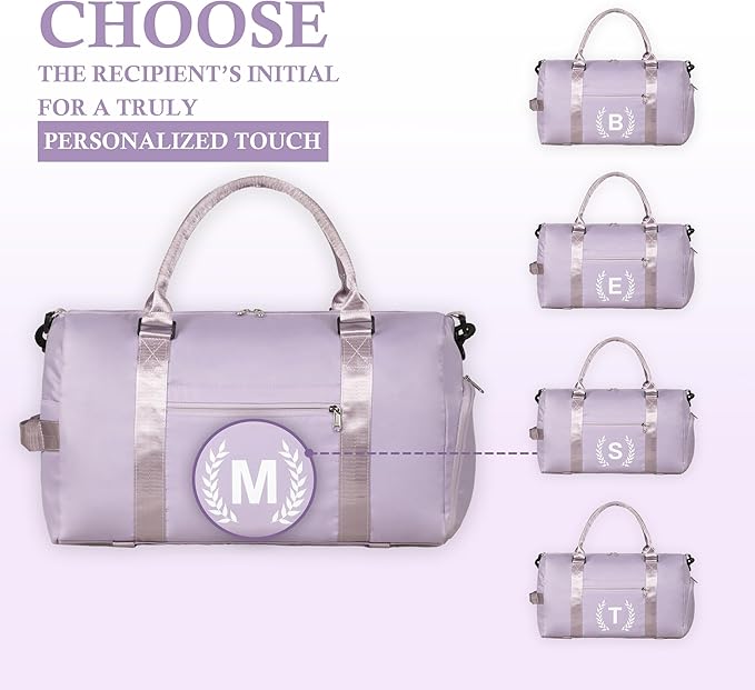 Gym Bag for Women, Personalized Duffle Bag with Shoe Compartment, for Yoga & Dance with Wet Pocket and Mat Strap.