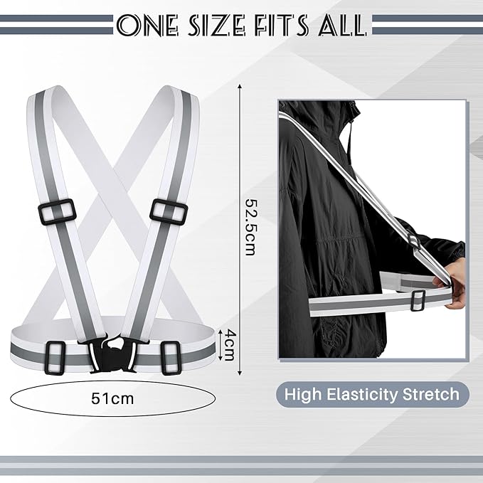 Hercicy Reflective Running Vest Reflective Running Shirt with Safety Straps High Visibility Construction Vest for Night Cycling Hiking Jogging Dog Walking