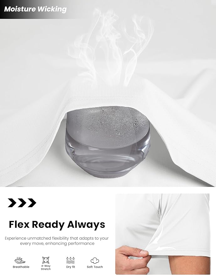 MAGCOMSEN Men's Dry Fit Shirts Mesh Short Sleeve Athletic Lightweight Workout Performance Hiking Shirt