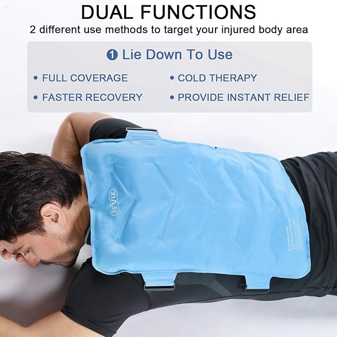 REVIX XXL Full Back Ice Pack Wrap, Reusable Gel Cold Compress for Upper and Lower Back, Long-Lasting Flexible Ice Pack for Muscle Fatigue, Soreness, and Post-Workout Recovery