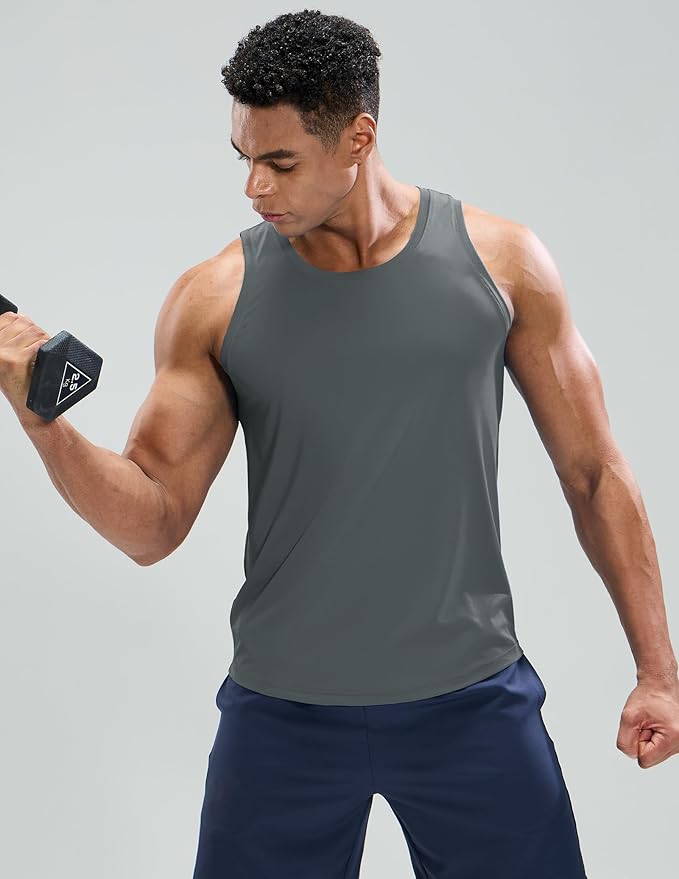 MIER Men's Tank Tops Workout Sleeveless Tee Shirts Muscle Athletic Gym Running Beach Tanks for Men, Quick Dry