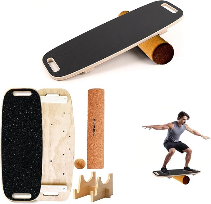 Balance Board trainer for Adults Kids，Hockey snowboard wobble board，450Lbs remarkable core trainer made of wood/Less Plastic