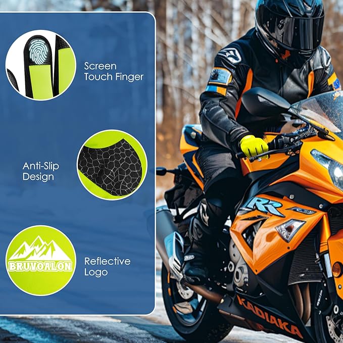 Bruvoalon Winter Gloves for Women & Men, 3M Thermal Insulation, Lycra Fabric, Windproof, Touchscreen, Anti-Slip, Cold Weather