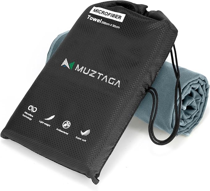 Microfiber Beach Towel-Perfect for Travel, Sports, Camping, Swimming, Yoga, Gym- Quick Dry, Sand Free, Compact, Lightweight, Absorbent (Grey,Large(160x90cm, 63x35”))