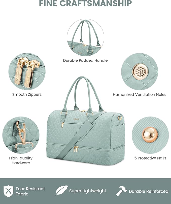 LOVEVOOK Travel Duffle Bag for Women, Weekender Overnight Bag with Shoe Compartment, Carry on Bag with Toiletry Bag, Gym Duffel Bag with Wet Pocket, Hospital Bags for Labor and Delivery 3 Pcs Set