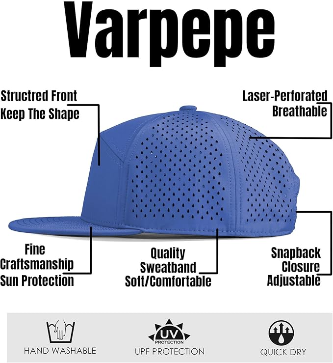 Performance Snapback Hats for Men Women,Flat Bill Cap,Golf,Running,Workout