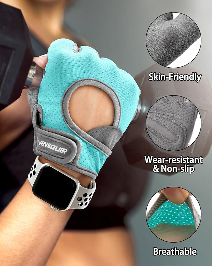 VINSGUIR Workout Gloves for Women and Men, Breathable Weight Lifting Gloves for Gym Exercise, Fitness, Training, and Cycling, with Excellent Grip and Cushion Pads