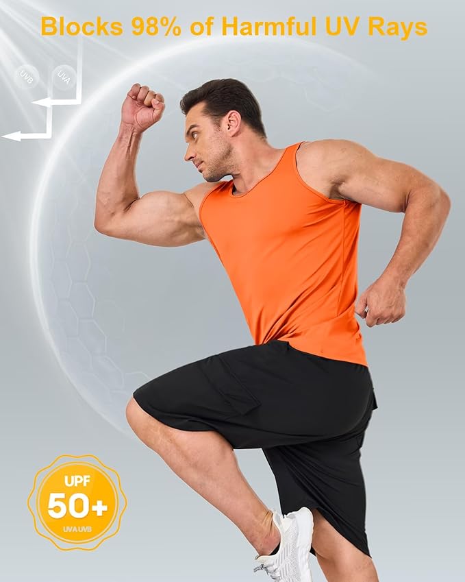 Boladeci Men's Tank Top Workout Athletic Quick Dry UPF 50+ Sun Protection Lightweight Summer Beach Gym Sleeveless Shirts