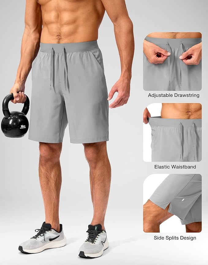 Men's Running Shorts with Zipper Pockets 9 Inch/ 7 Inch / 5 Inch Lightweight Quick Dry Gym Workout Athletic Shorts for Men