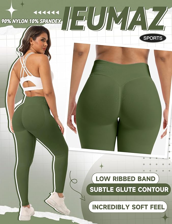 Scrunch Butt Lifting Leggings for Women Gym Seamless Workout Leggings Mid Low Waist Tummy Control Yoga Pants