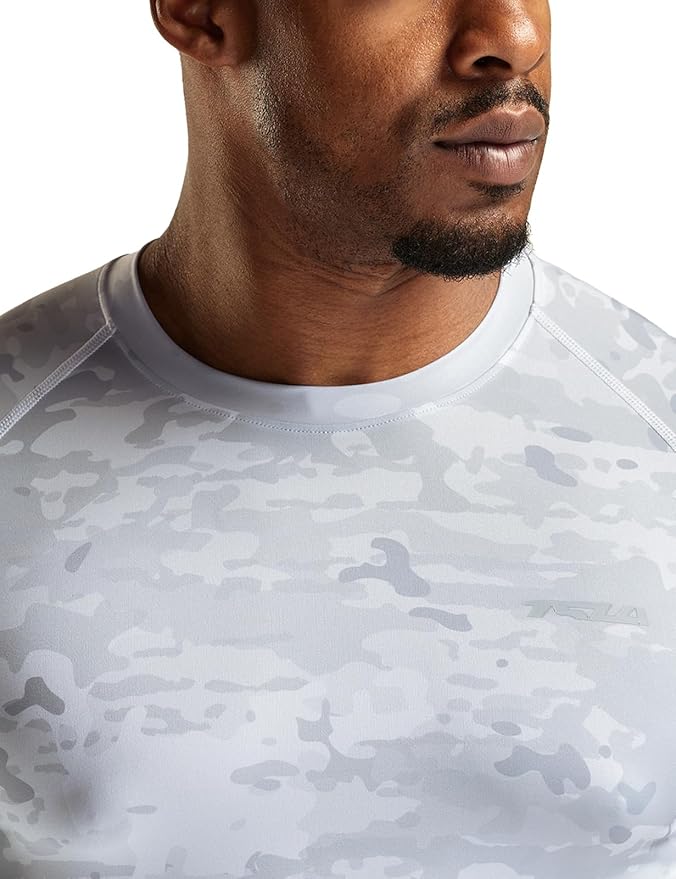 TSLA Men's UPF 50+ Compression Shirts, Cool Dry Long Sleeve Athletic Tops, Sports Baselayer Workout Shirt