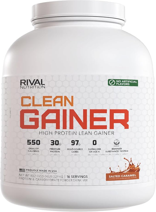 RIVAL NUTRITION Naturally Flavored Clean Gainer (5lb, Salted Caramel)