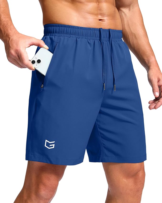 G Gradual Men's Athletic Running Shorts with Zipper Pockets Quick Dry 7"/ 5"/ 9" Workout Gym Shorts for Basketball Hiking