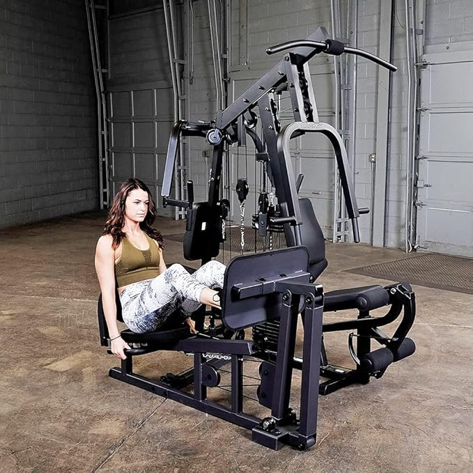 Body-Solid (EXM2500BLPS/300) Multi-Station Home Gym Machine, Arm & Leg Strength Training Functional Exercise Workout Station, 310lbs. Black Weight Stack with Leg Press