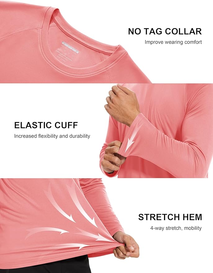 MAGCOMSEN Men's Long Sleeve Shirts UPF 50+ UV Sun Protection Athletic Shirts for Hiking Running Workout Rash Guard