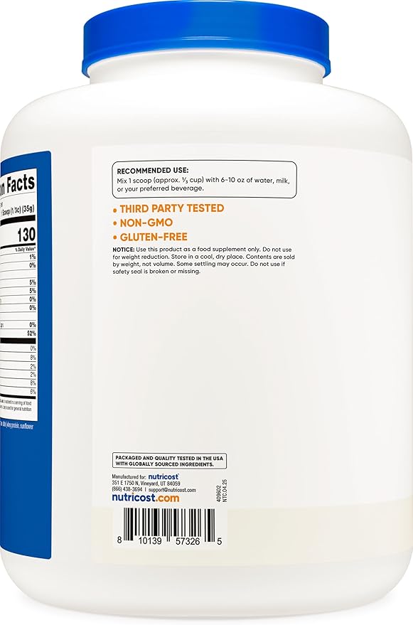 Nutricost Grass-Fed Whey Protein Isolate (Unflavored) 5LBS - rBGH Free, Non-GMO & Gluten Free