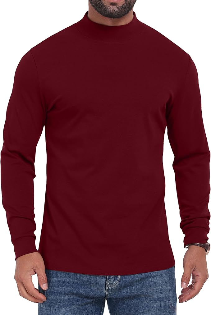 Sailwind Men's Mock Turtleneck Long Sleeve Shirt Cotton Basic Thermal Undershirt Lightweight Pullover
