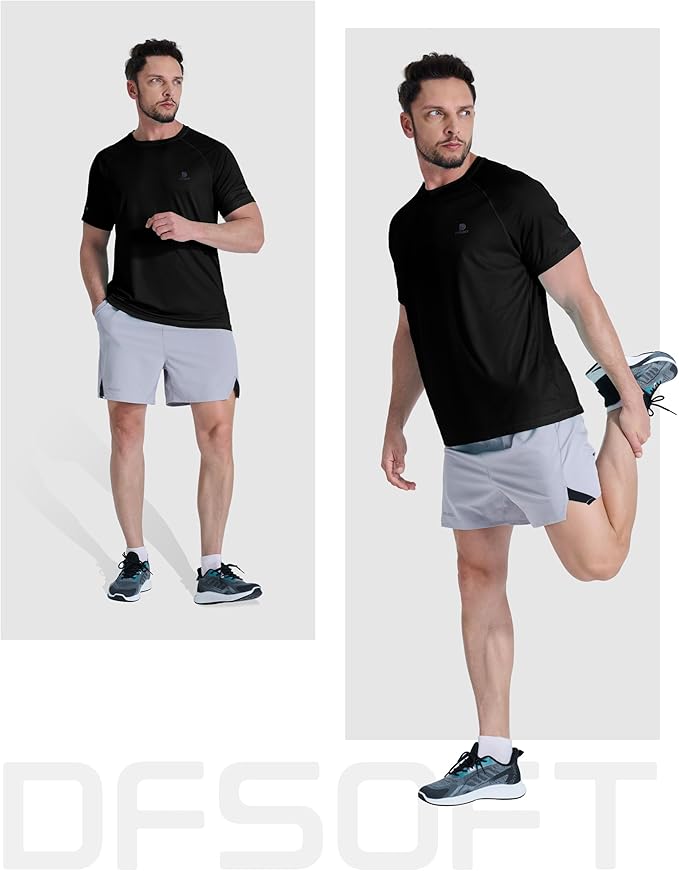 Men's Short Sleeve Workout Shirts Quick Dry Lightweight T-Shirts Gym Running Athletic Tshirt for Summer