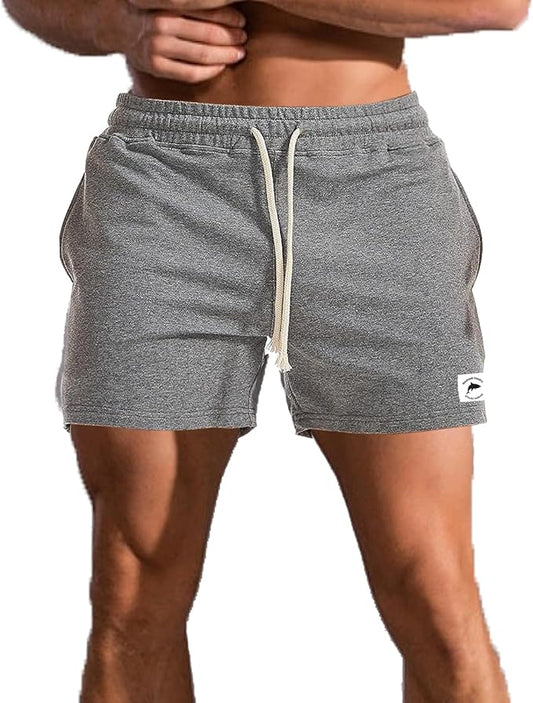 Mens 5 Inch/7 Inch Cotton Shorts Mens Sweat Athletic Shorts for Men Gym Worket Shorts with Pockets