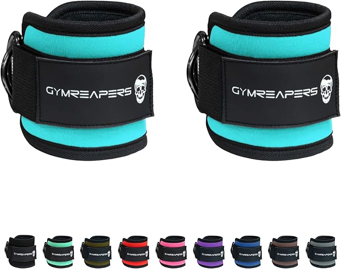 Gymreapers Ankle Straps For Cable Machine Kickbacks, Glute Workouts, Lower Body Exercises - Adjustable Leg Straps with Neoprene Padding