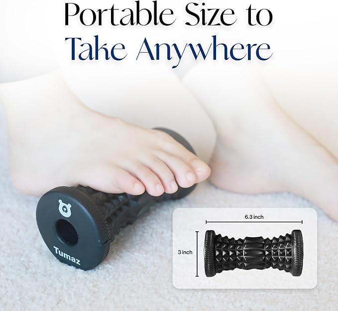 Tumaz Foot Roller 2025 Upgraded Version - Deeper Bumps Design | Plantar Fasciitis & Arch Pain Relief | Trigger Points & Deep Tissue Foot Massager | Portable, Black