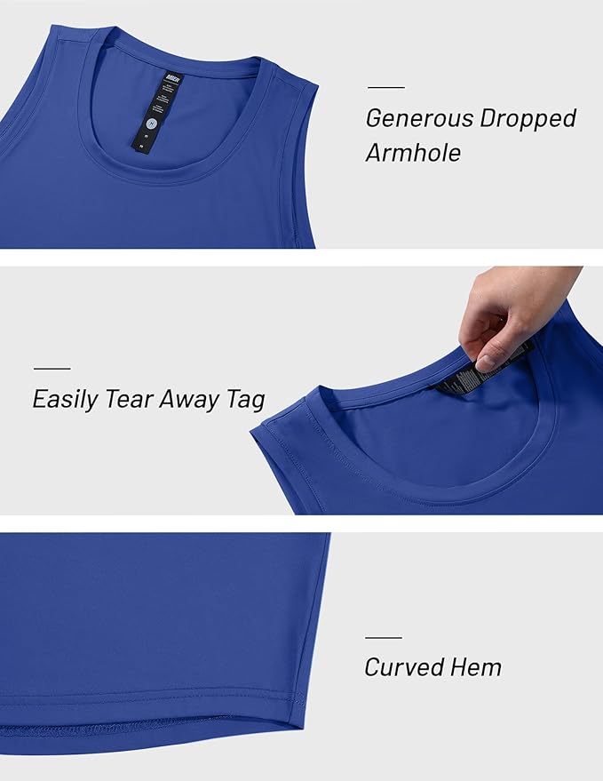MIER Men's Tank Tops Workout Sleeveless Tee Shirts Muscle Athletic Gym Running Beach Tanks for Men, Quick Dry
