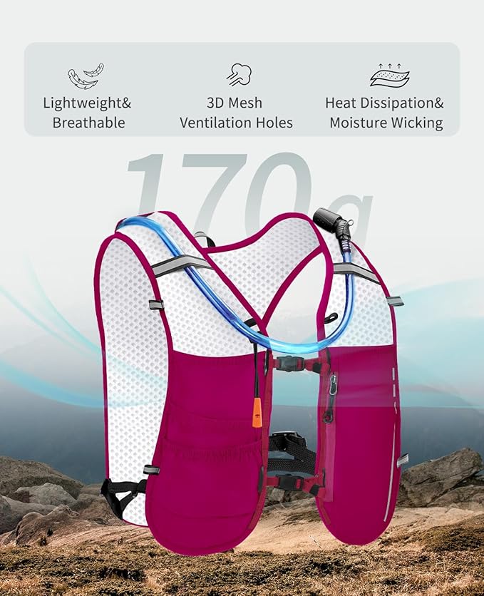 ECOHUB Running Hydration Vest Backpack,Lightweight Breathable Pack with 2L Water Bladder Bag Daypack for Hiking Trail Running Cycling Race Marathon for Women Men