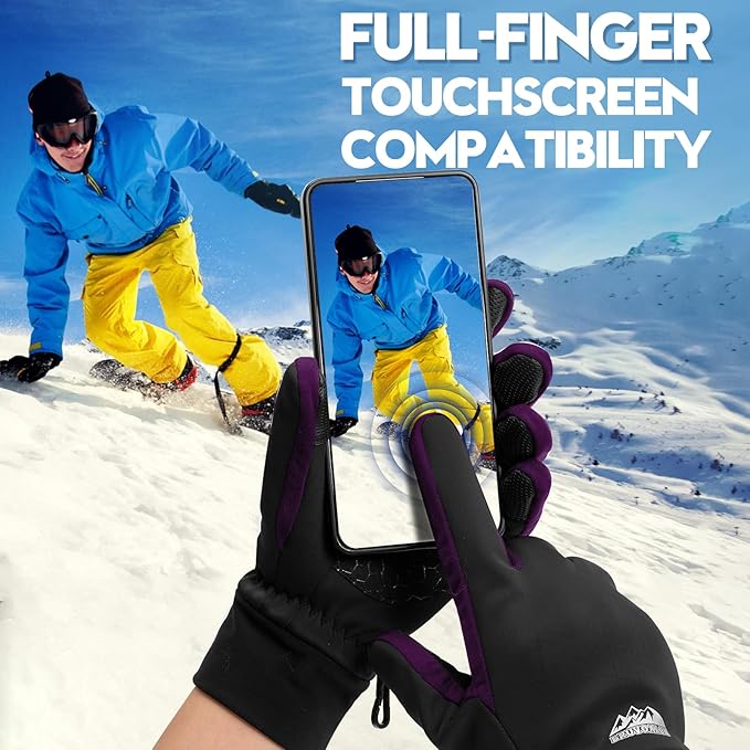 Bruvoalon Winter Gloves for Women & Men, 3M Thermal Insulation, Lycra Fabric, Windproof, Touchscreen, Anti-Slip, Cold Weather