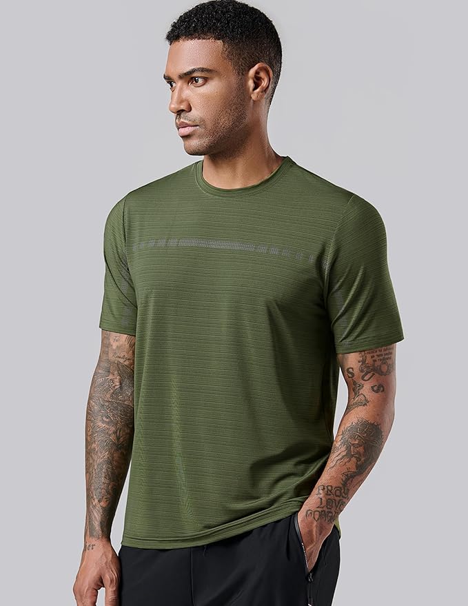 5 Pack Men’s Active Quick Dry Crew Neck T Shirts | Athletic Running Gym Workout Short Sleeve Tee Tops Bulk