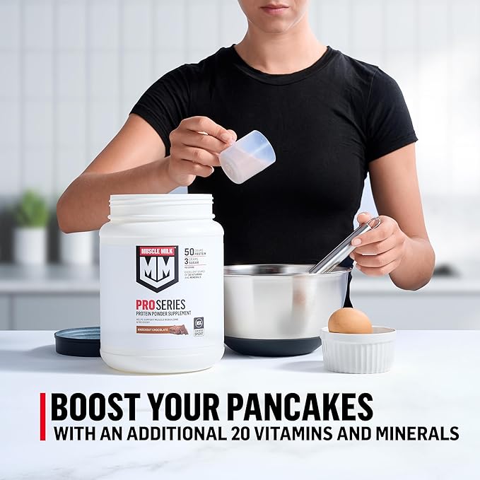 Muscle Milk Pro Series Protein Powder Supplement, Intense Vanilla, 5 Pound, 28 Servings, 50g Protein, 3g Sugar, 20 Vitamins & Minerals, NSF Certified for Sport, Workout Recovery, Packaging May Vary