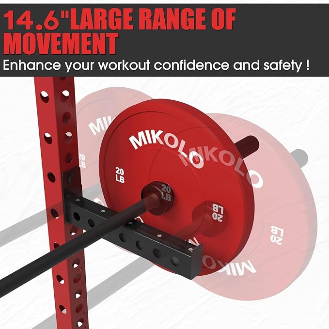 Mikolo 2" x 2" Folding Wall Mounted Squat Rack, 1000 Pounds Capacity Power Rack with Pull Up Bar, J Hooks and Other Attachments, Space-Saving Home Gym