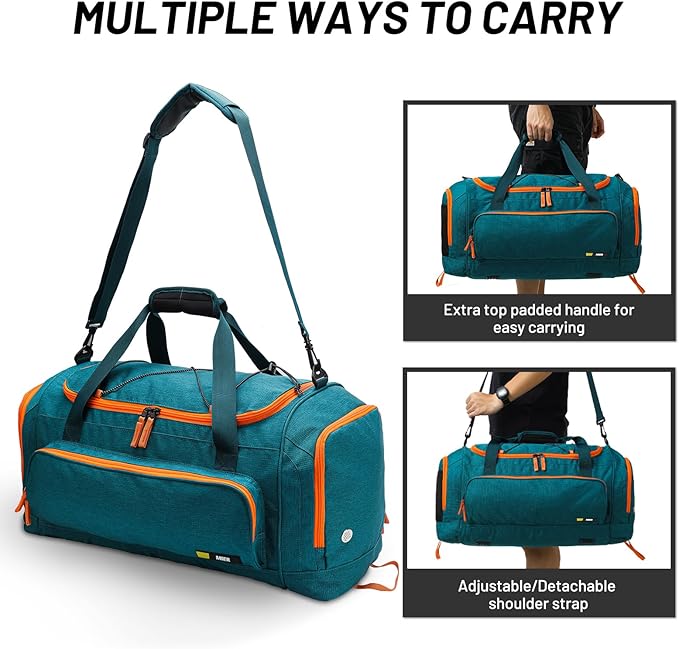 MIER Large Duffel Bag Men's Gym Bag with Shoe Compartment, 60L