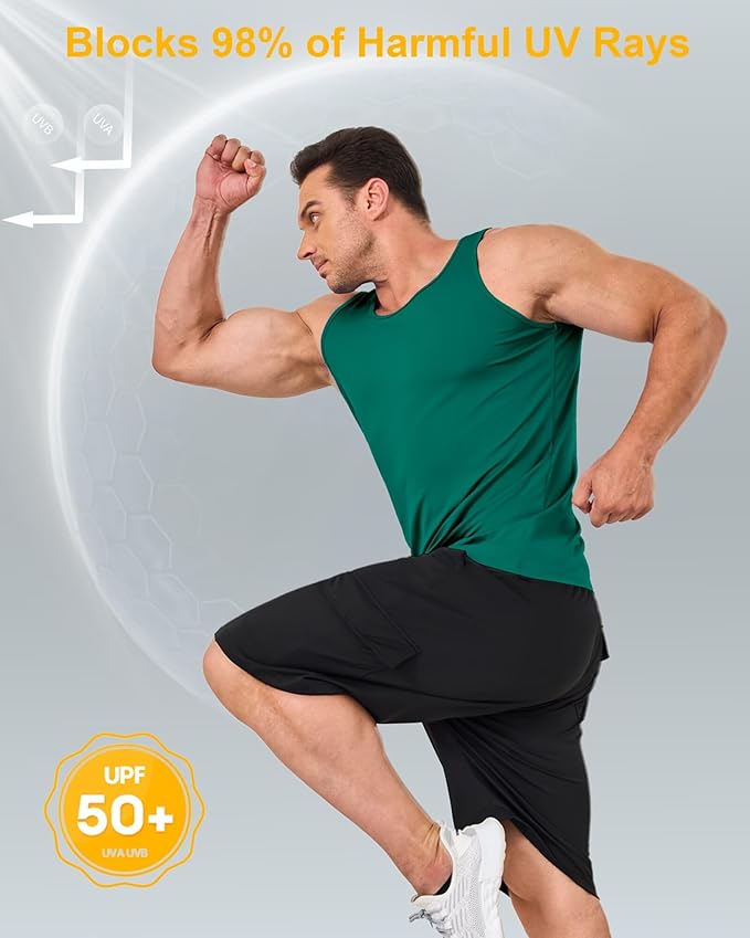 Boladeci Men's Tank Top Workout Athletic Quick Dry UPF 50+ Sun Protection Lightweight Summer Beach Gym Sleeveless Shirts