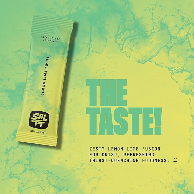 SALTT Electrolytes Powder Flavored Drink Mix - Lemon Lime Twist - 30 Hydration Packets - Magnesium, Potassium, Sodium, Trace Minerals - Zero Sugar & Gluten Free - Travel Essentials