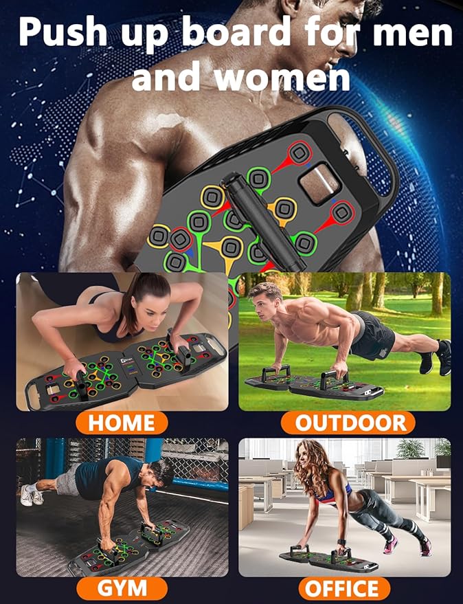 Push UP Board, Pilates Bar & Fitness Accessories, 25 in 1 Foldable Push up Bar at Home Gym, Workout Exercise Professional Push Up Strength Training Equipment for Man and Women