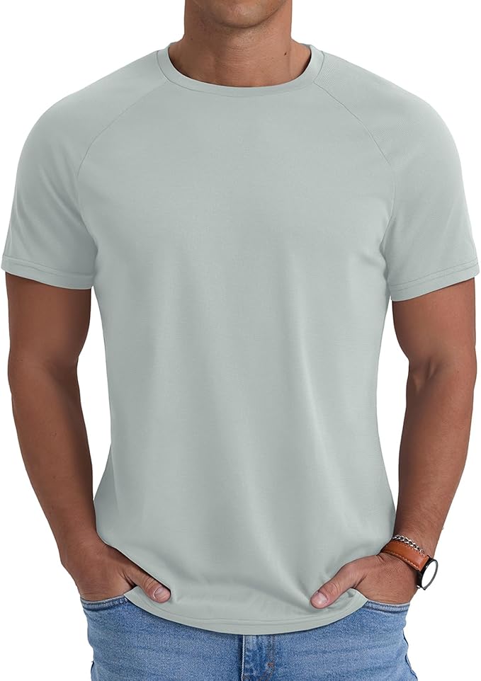 Askdeer Men's T-Shirt Short Sleeve Quick Dry Shirts Lightweight Workout Athletic Tees for Running, Beach, Hiking
