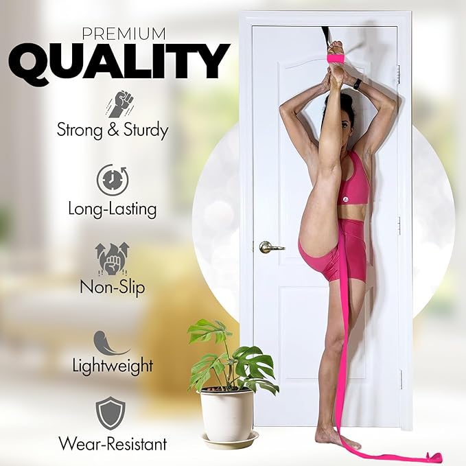 Pilates Stretching Strap with Door Anchor - Flexibility Equipment for Pilates Practitioners - Ideal for Improving Leg Flexibility, Core Stability, and Posture Alignment at Home