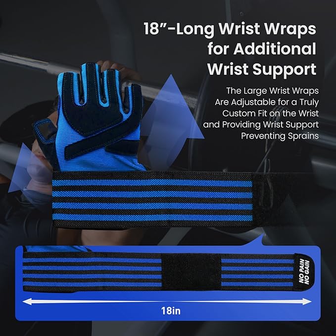 FINGER TEN Weightlifting Workout Gloves Full Half Finger with Wrist Strap Support, Padded Grip for Weight Lifting Gym Fitness Exercise Training Men Male