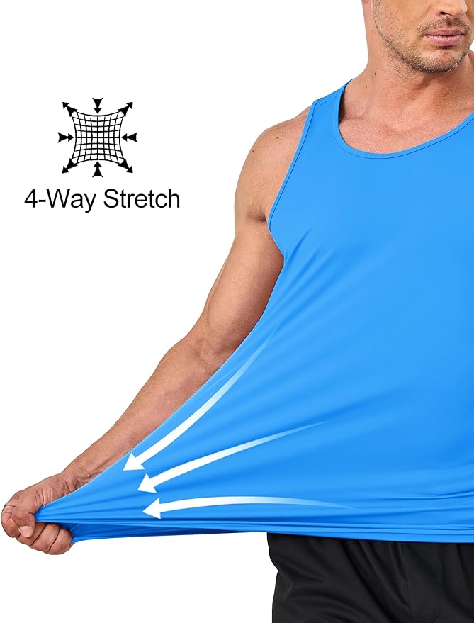 KEFITEVD Men's Workout Tank Tops Sleeveless Quick Dry UPF 80+ Summer Sun Shirts for Running Swim Gym Beach