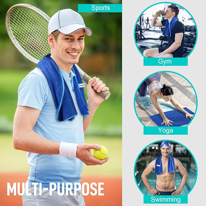 SINLAND Microfiber Gym Towels Sports Fitness Workout Sweat Towel Super Soft and Absorbent 3 Pack 16 Inch X 32 Inch