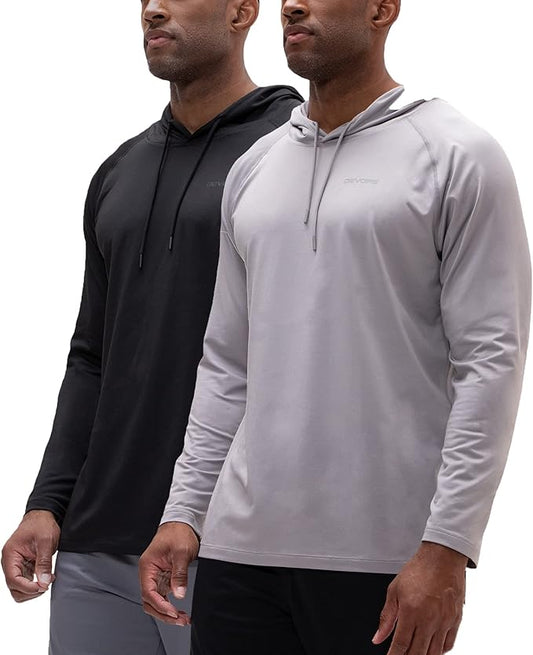 DEVOPS 2 Pack Men's Thermal Turtle Mock Neck Shirts, Compression Long Sleeve Tops and Hoodies