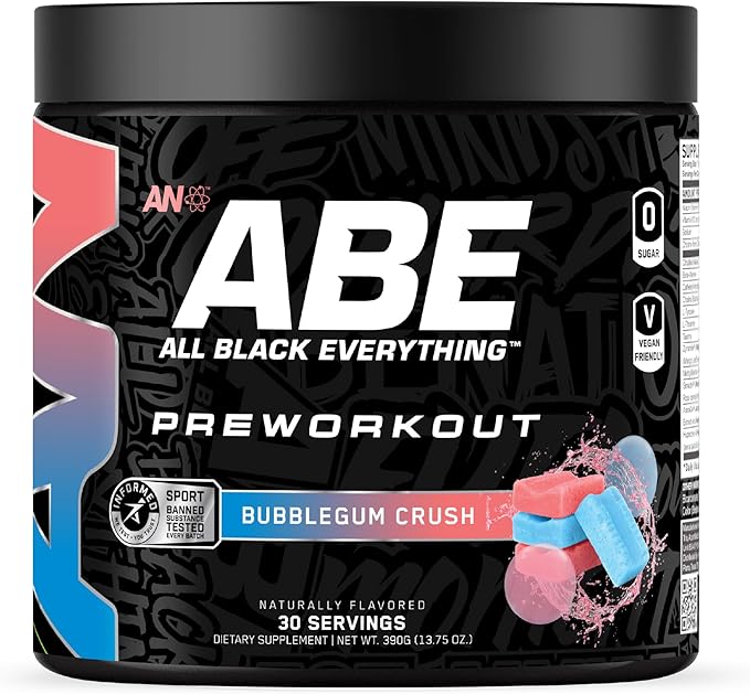 All Black Everything Pre Workout Powder | 30 Servings | Bubblegum Crush | 350mg Caffeine | Nootropic Pre-Workout Blend | Beta Alanine + Citrulline | Energy Supplement for Men and Women