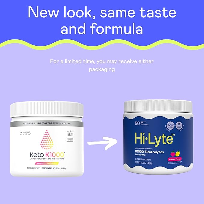 Hi-Lyte Keto K1000 Electrolyte Powder | Raspberry Lemon | Hydration Supplement Drink Mix | Boost Energy & Beat Leg Cramps | No Sugar, No Maltodextrin | 50 Servings