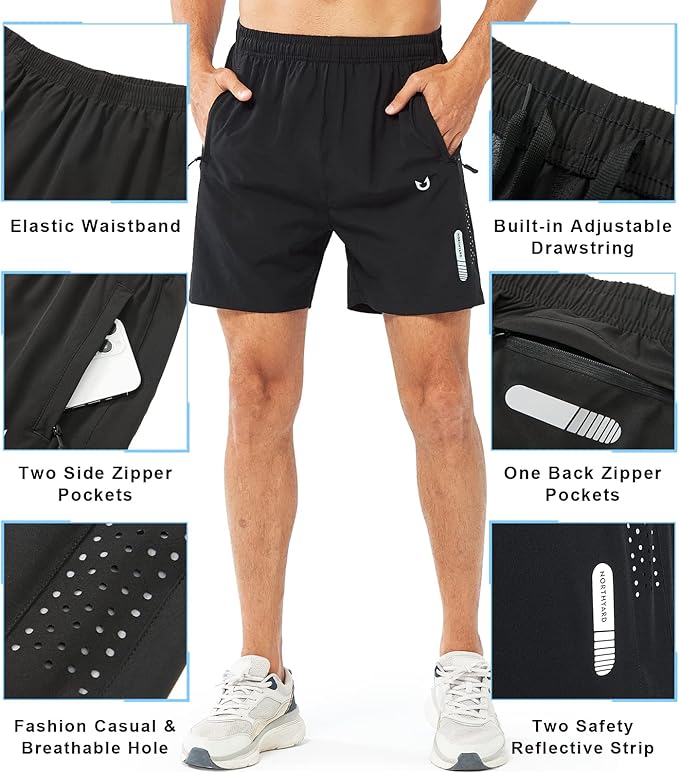NORTHYARD Men's Athletic Running Shorts Quick Dry Workout Shorts 7"/ 5"/ 9" Lightweight Sports Gym Basketball Tennis Hiking