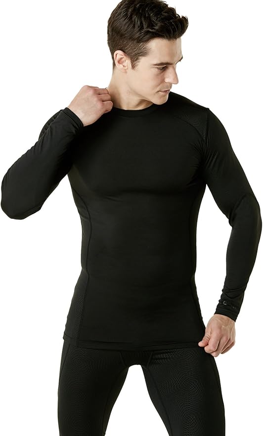 TSLA Men's Thermal Long Sleeve Compression Shirts, Athletic Base Layer Top, Winter Gear Running T-Shirt