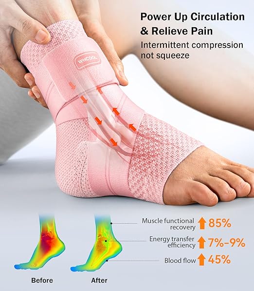 Flat Knitting Ankle Brace For Women&Men, 7-Zone Dynamic Compression Sleeve w/Flex Strap,Foot Support For Sports, Sprained Ankle, Achilles Tendonitis, Plantar Fasciitis Relief(Pack of1) L,Pink